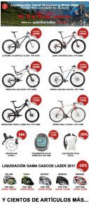 Seulement les jours 3 (8,9 et 10 de mars), liquidation totale du matériel et des vélos 2011