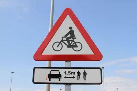 overtaking the cyclist
