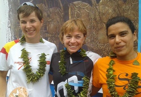 Marina Damlaimcourt wins the Oliva Triathlon