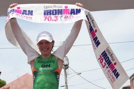 Catriona Morrison winning the Ironman 70.3 from St Croix