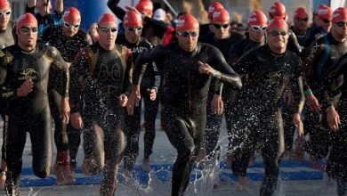 Salida del agua del Ironman 70.3 Mallorca