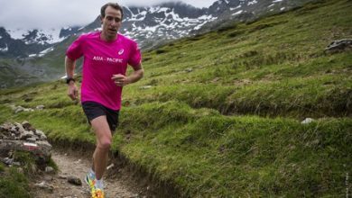 Pete Jacobs corriendo en el Mont Blanc