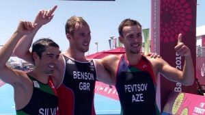 Herren-Podium beim Triathlon in Baku