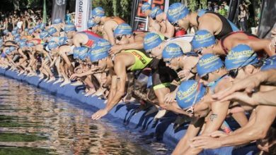 salida del agua del Triatlón Villa de Madrid