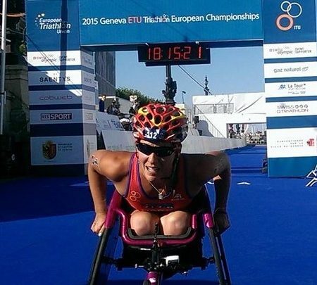 Eva Moral no Campeonato Europeu de Paratriathlon em Genebra