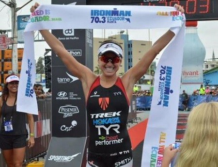 Lauren Goss wins the Ironman 70.3 Manta