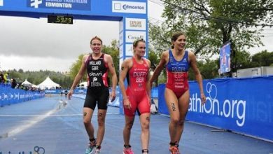Carolina Routier entrando en meta en Edmonton