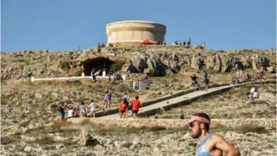 subir ao farol no Half Triathlon Menorca