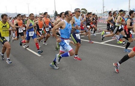 Início de um teste de Duathlon