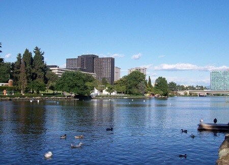 Lake EUR, where swimming will be held at the IRONMAN 70.3 Rome