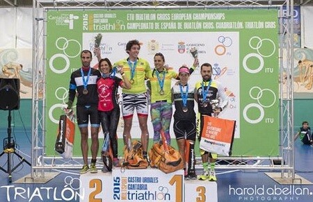 María Pujol and Diego Paz Spanish Champions of Triathlon Cros.