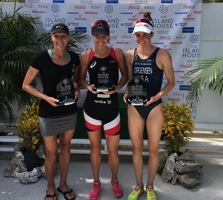 Gwen Jorgensen wins the Island House Triathlon overall.