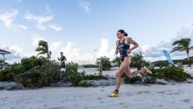 y Gwen Jorgensen en el Island House Triathlon