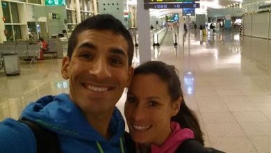 Sara Loerh, en el Aeropuerto rumbo a argentina