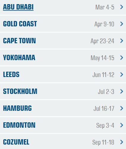 2016 World Triathlon Series Calendar