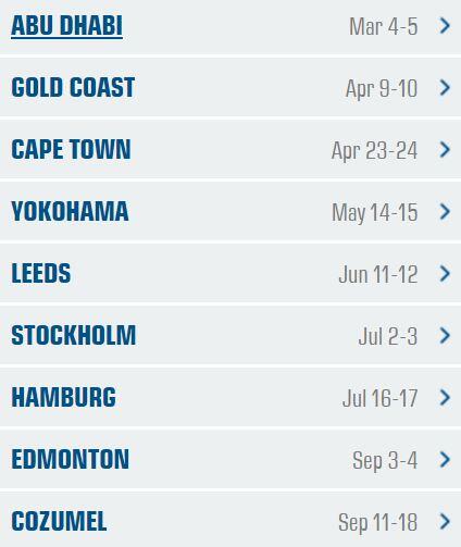 Calendario WTS 2016