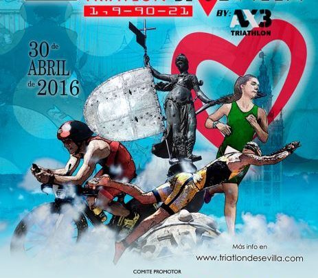 Sevilla half triathlon poster, modified date