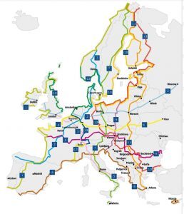 Carte des itinéraires cyclables Europlus