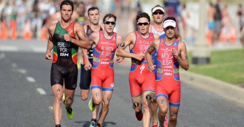 O triarmada espanhol no Triathlon de Chicago