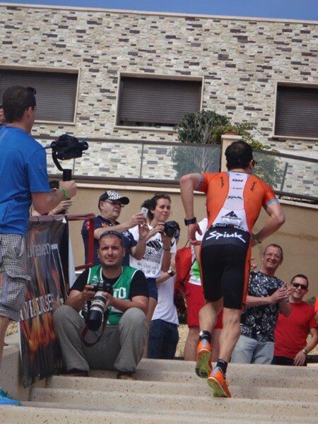 finishing the Ladder of the Elche Triathlon