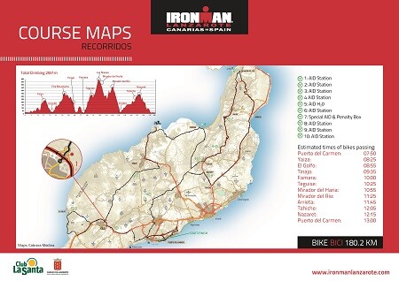 Lanzarote Ironman Cycling Map
