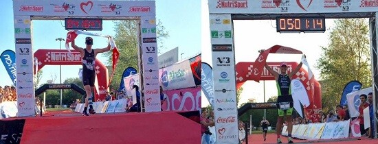 Manu Real and Maria Pujol win the Seville Half Triathlon