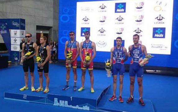 podio del paratriathlon Campionato Europeo di Triathlon di Lisbona