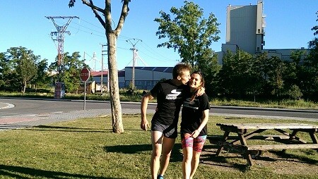 Maria with her boyfriend Antonio after training