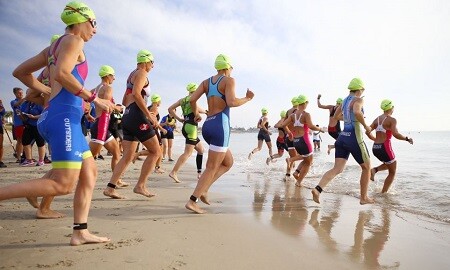 Início da natação Triathlon PInar hondanada