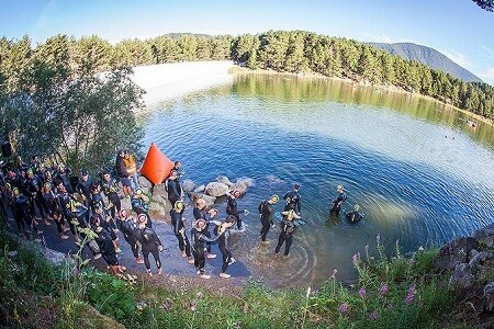 Swimming out Andorra Triathlon