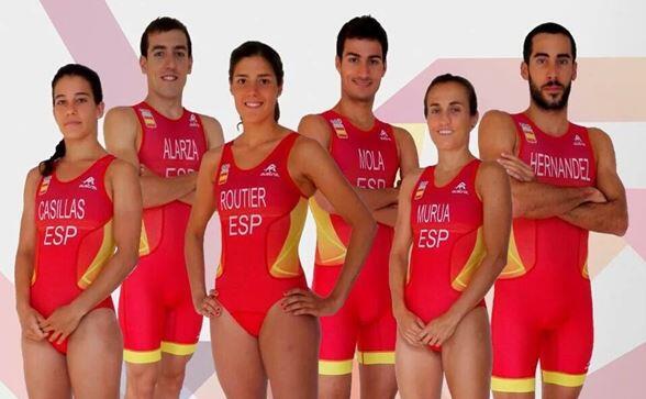 Das spanische Triathlon-Team bei den Olympischen Spielen in Rio