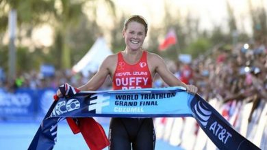 Flora Duffy ganando en la gran final de Cozumel
