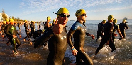 Início da natação do GGEE no Campeonato Mundial Ironman 70.3 Mollolaba