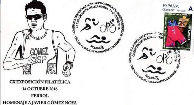 Postage stamp and postmark Javier Gómez Noya