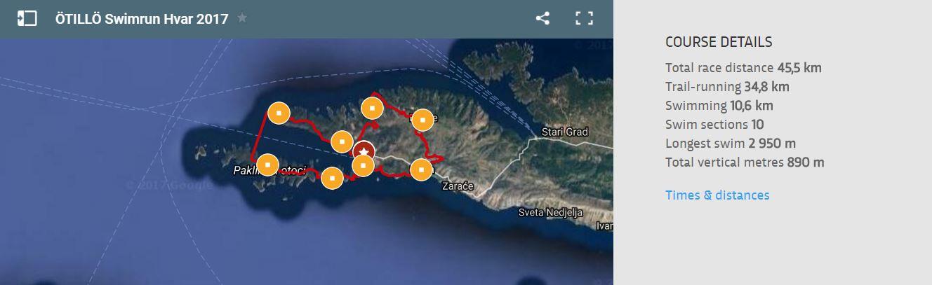 Mapa da Corrida de Swimrun