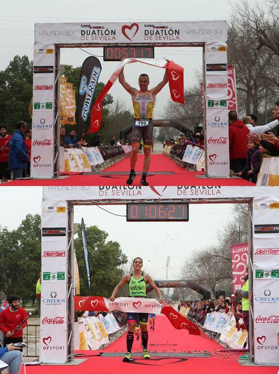 Cristóbal García y María Pujol vencedores de Duatlón de Sevilla