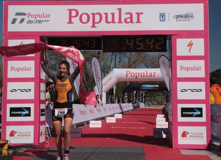 Marta Cabello on the finish line