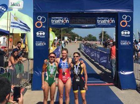 Photo of the podium of the Iberoamerican Triathlon Championships 2017