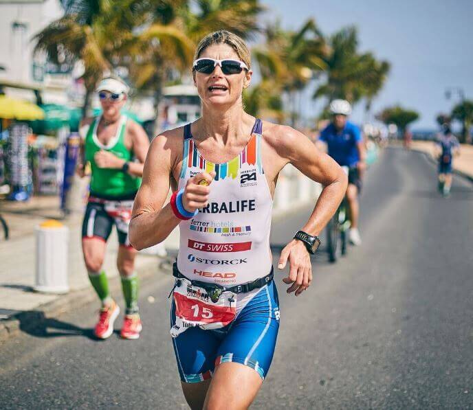 Tine Holst nella corsa Ironman Lanzarote