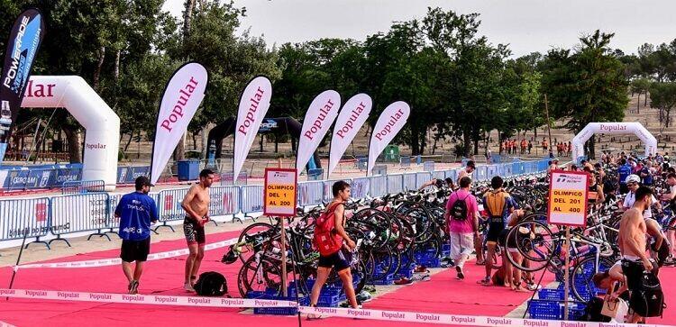 Boxes of the Villa de Madrid Triathlon