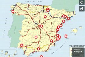 Map of the black spots for cyclists in Spain