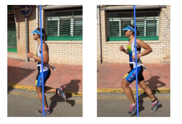 Posición en carrera a pie en la mujer corredora