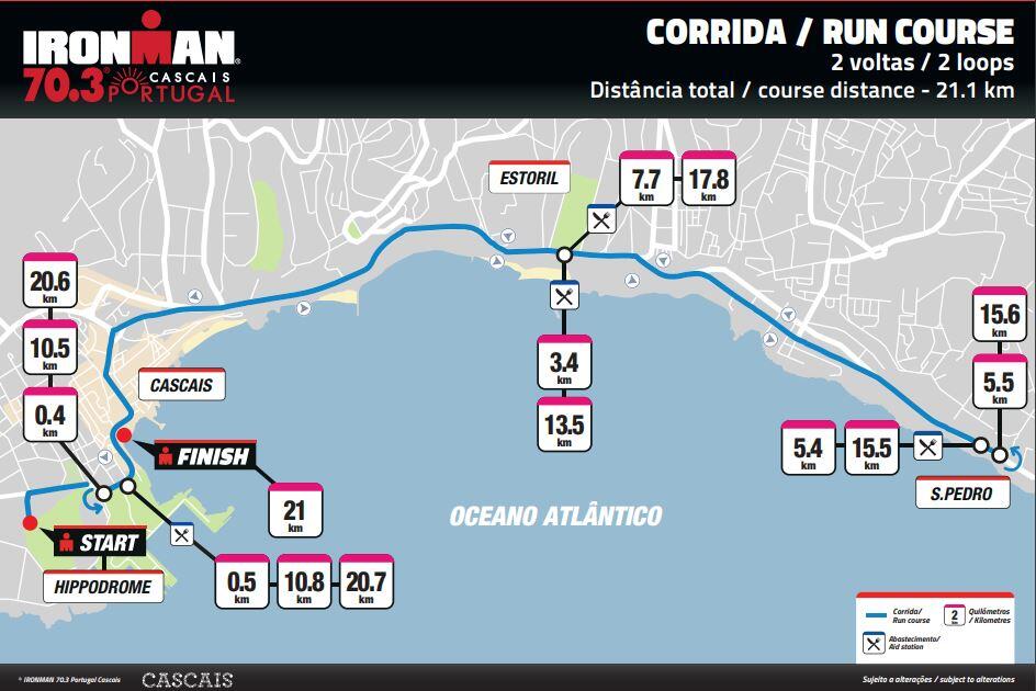 Rundstreckenrennen zu Fuß Ironman 70.3 Cascais