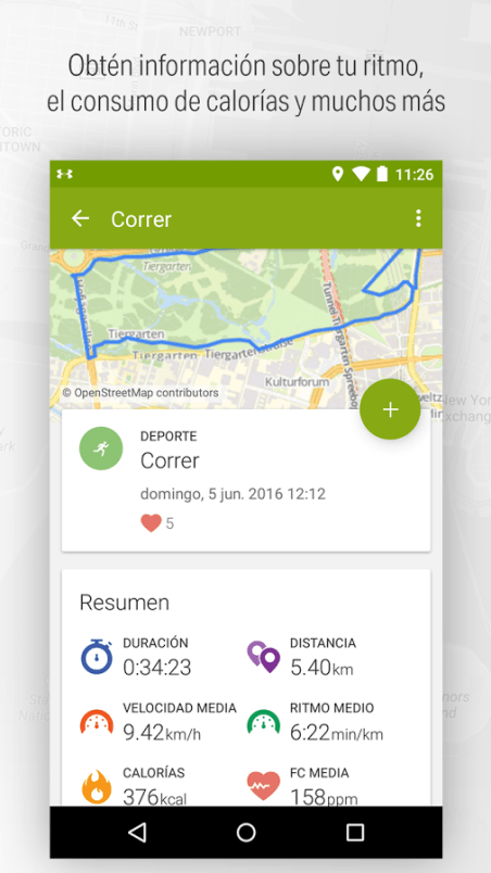 Capture de l'application Endomondo