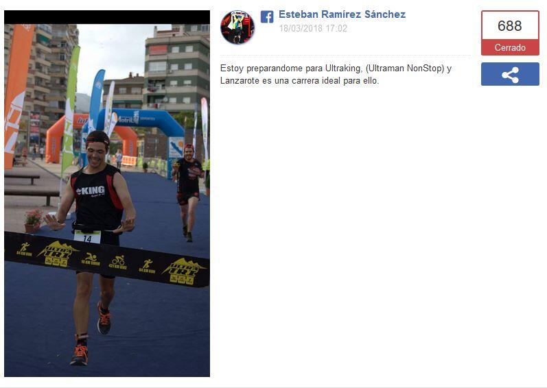 Finalisti del concorso Ironman Lanzarote Esteban Ramirez