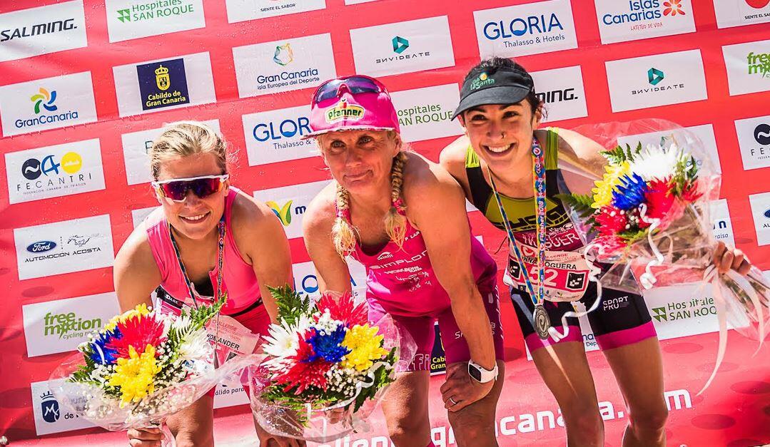 podium femenino Challenge Mogan con Anna Noguera