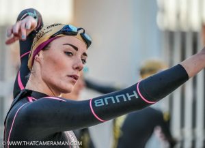 Training of Lucy Charles of swimming for Ironman of Kona
