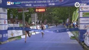 Melina Alonso and Genis Grau Spanish Triathlon Champions in Banyoles