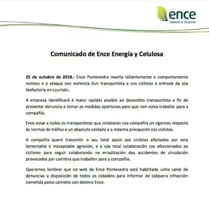 Comunicado de imprensa da empresa