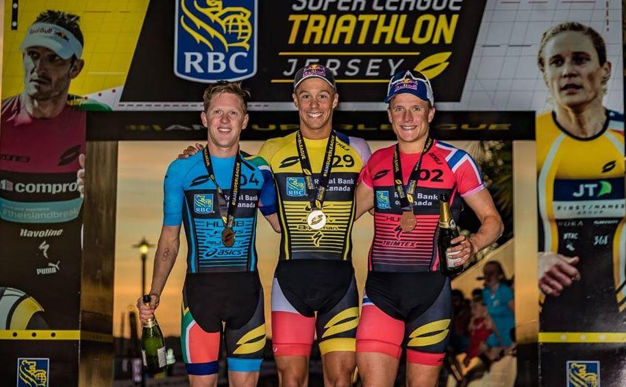 Men's Super League Triathlon podium